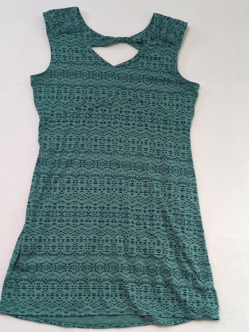 Marmot Green Geometric Keyhole Back Knit Tank Dress Large L Activewear